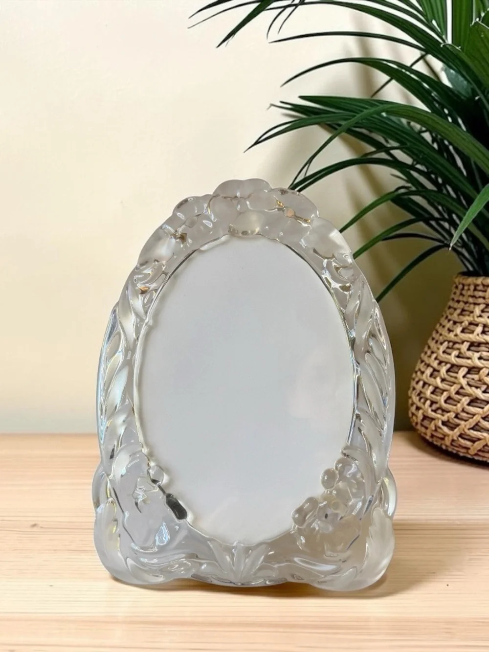 Mikasa Crystal 5x7 Floral Picture Frame Frosted Glass Photo Frame Standing